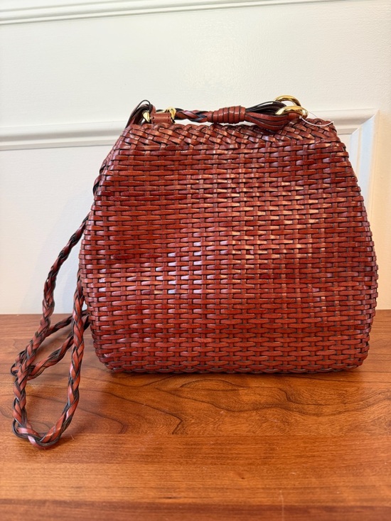 Talbots Handbags - Talbots Woven Leather Crossbody Bag, Rich Brown; Magnetic Close, Braided Straps